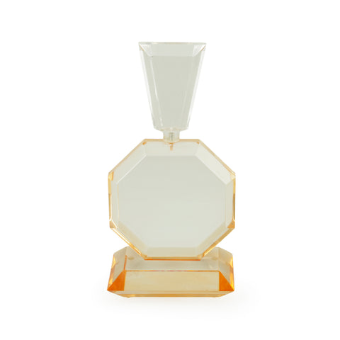 Geometric Amber and Clear Faceted Acrylic Sculpture