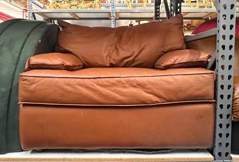 Brown Leather Wide Arm Chair
