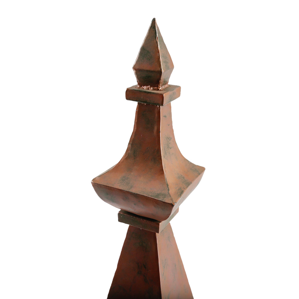 Oxidized Copper Geometric Decorative Finial / Obelisk