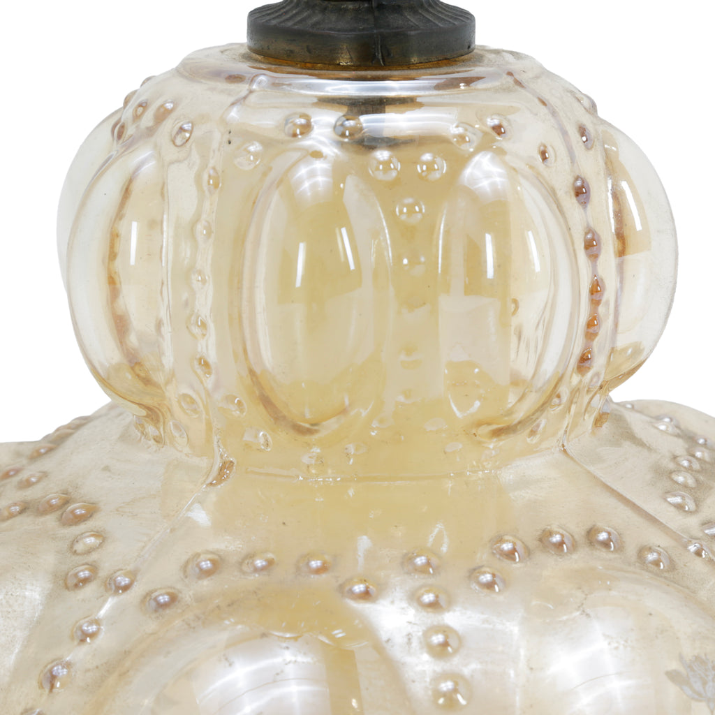 Etched Glass Table Lamp with Raised Beads