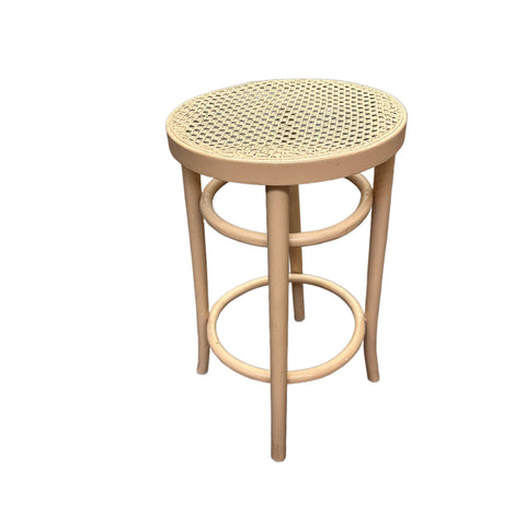 Light Beige Bentwood Cane Bar Stool