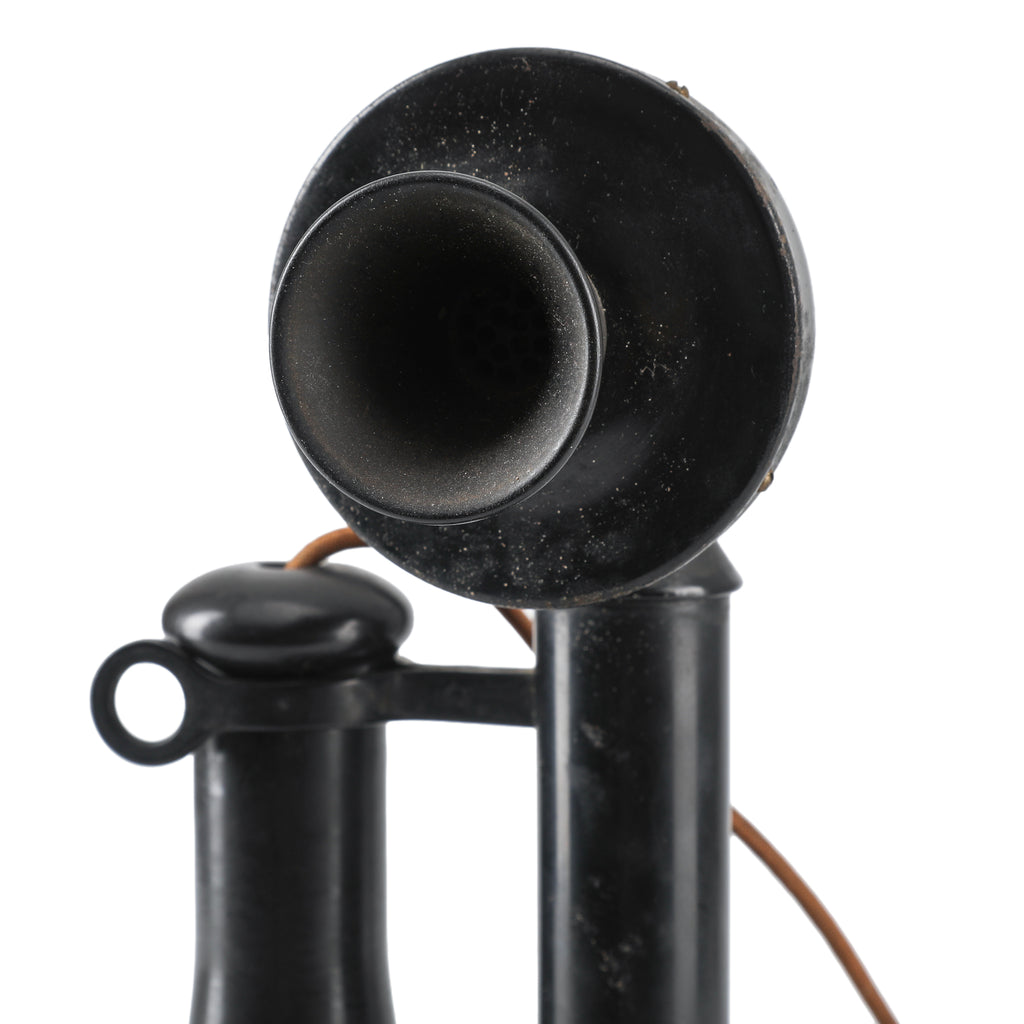Black Candlestick Rotary Dial Telephone