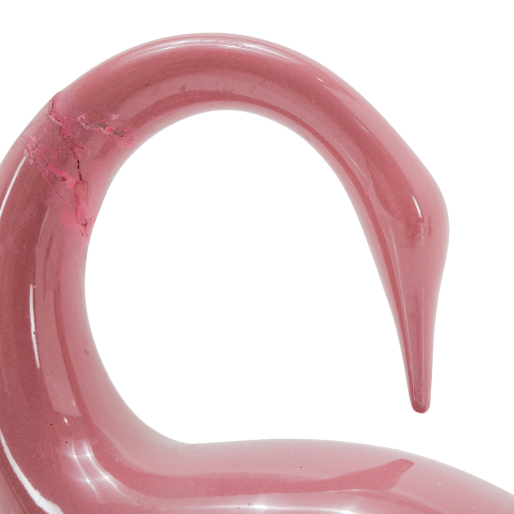 Pink Glazed Ceramic Minimalist Swan Figurines