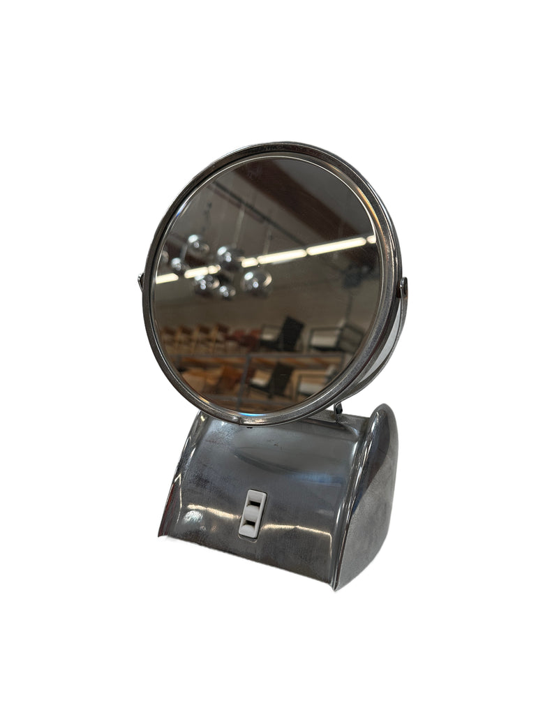 Vintage Chrome Metal Adjustable Lighted Vanity Mirror