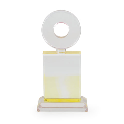 Clear and Yellow Acrylic Geometric Abstract Sculpture