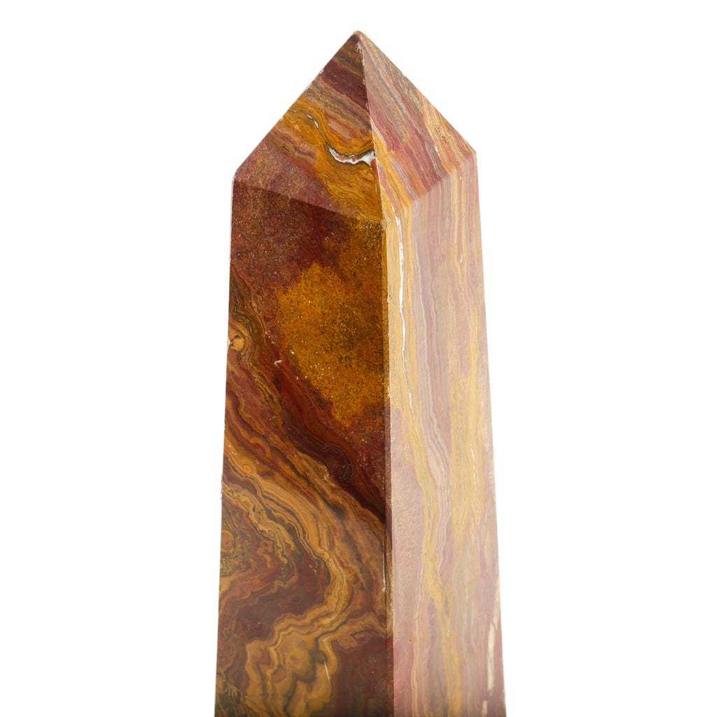 Polished Red, Orange & Brown Swirl Stone Obelisk