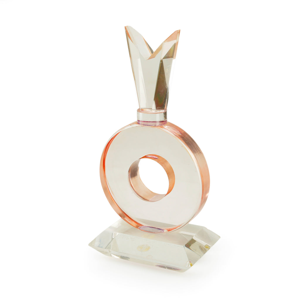 Clear and Salmon Pink Acrylic Sculpture