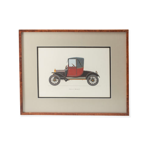 Dark Brown Wood Framed Ford 1911 (Model T) Car Painting Print