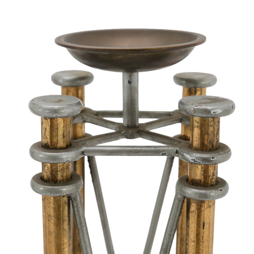 Pair of Gilded Wood and Metal Candle Holders