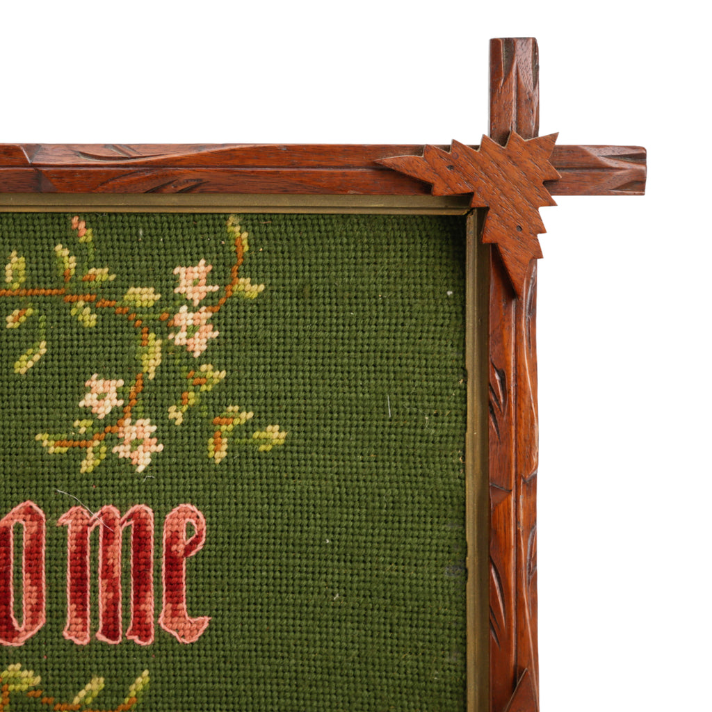Wood 'Home Sweet Home' Needlepoint Sign