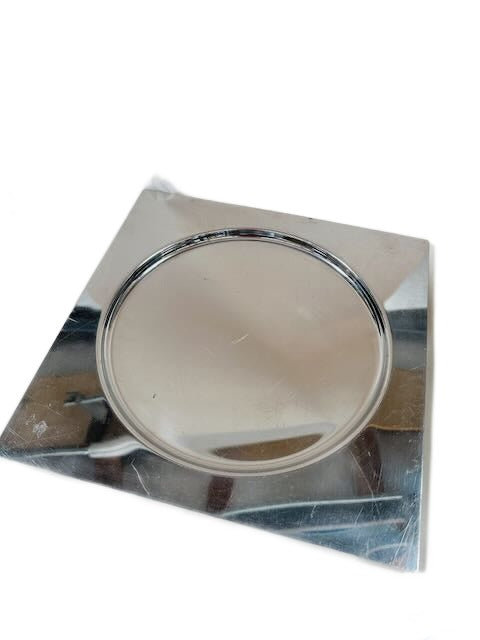 Silver Square Decorative Tray with Circular Recess