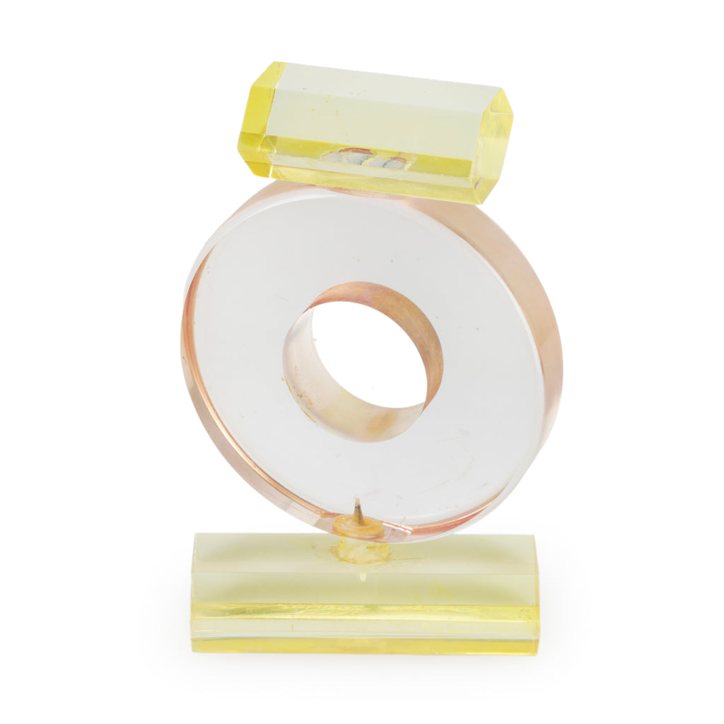 Geometric Yellow and Clear Acrylic Sculpture
