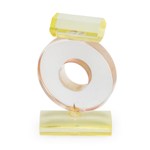 Geometric Yellow and Clear Acrylic Sculpture