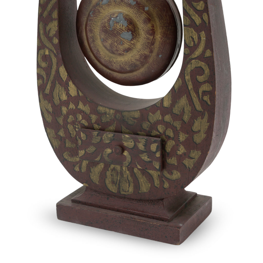 Brass Decorative Table Gong with Lyre Stand