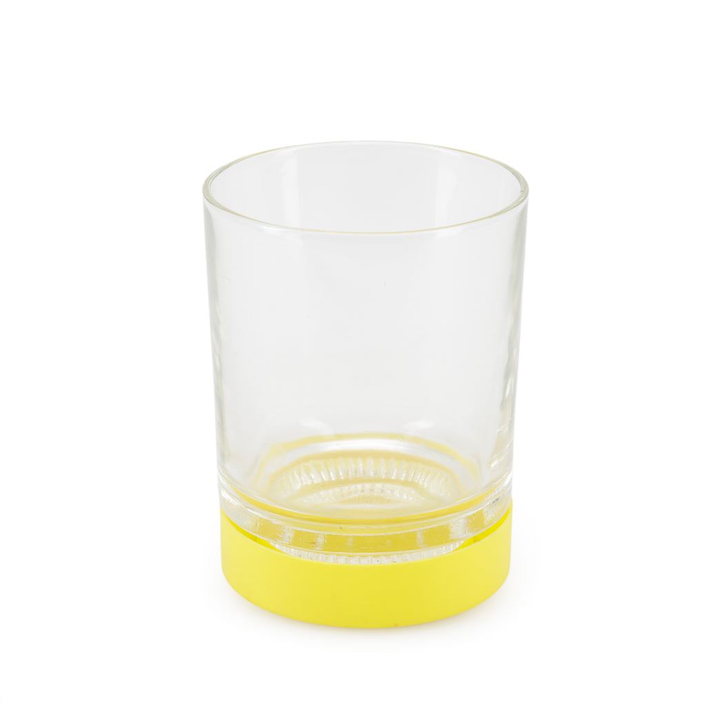 Clear Glass Tumbler with Bright Yellow Silicone Base