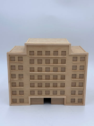 Natural Wood Multi-Story Building Architectural Model