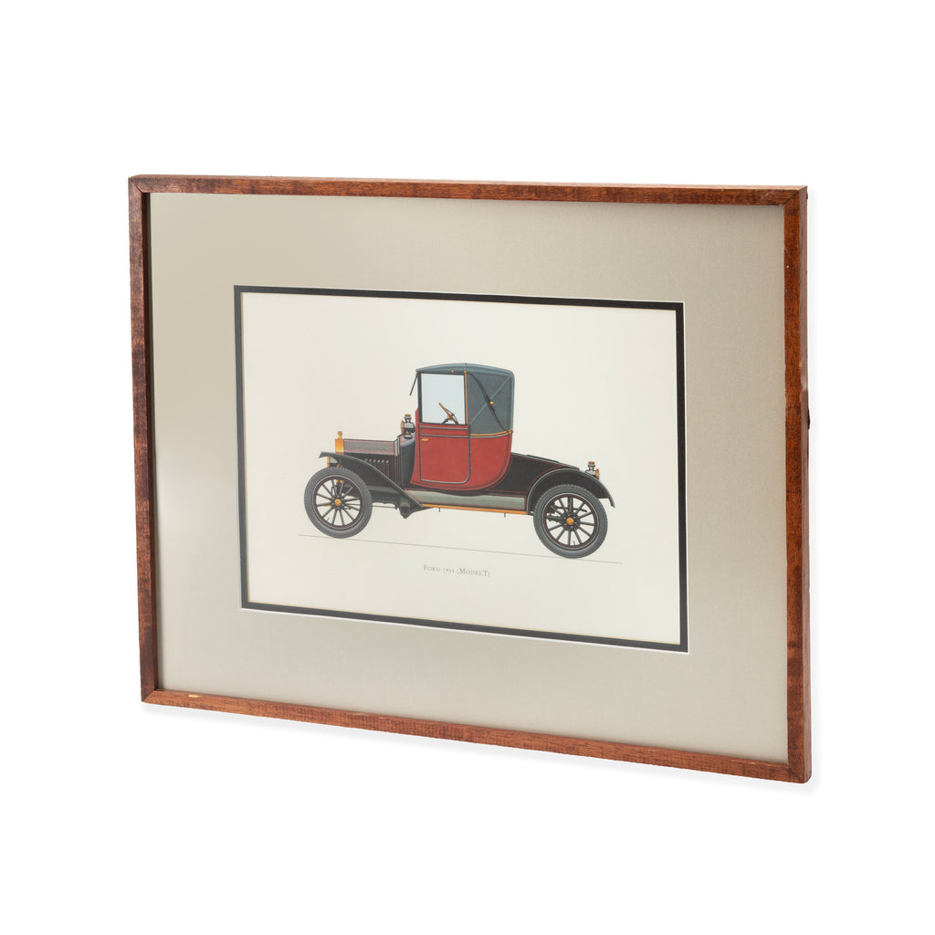 Dark Brown Wood Framed Ford 1911 (Model T) Car Painting Print