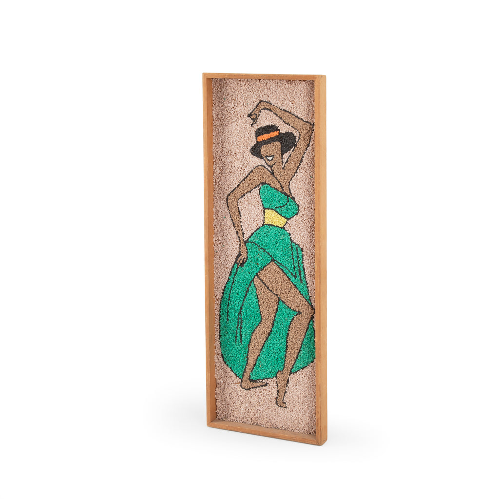 Wood Framed Green Dancer Art