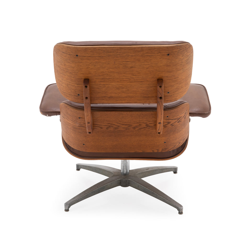 Brown Leather Eames Style Armchair