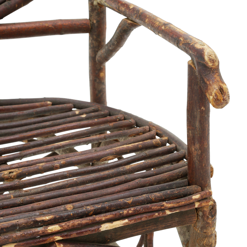Dark Brown Rustic Twig Armchairs