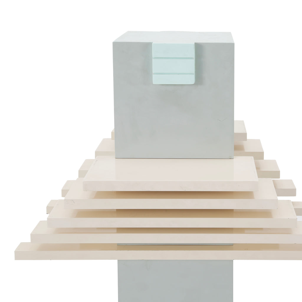 Geometric Layered Mint Green and Gray Pedestal