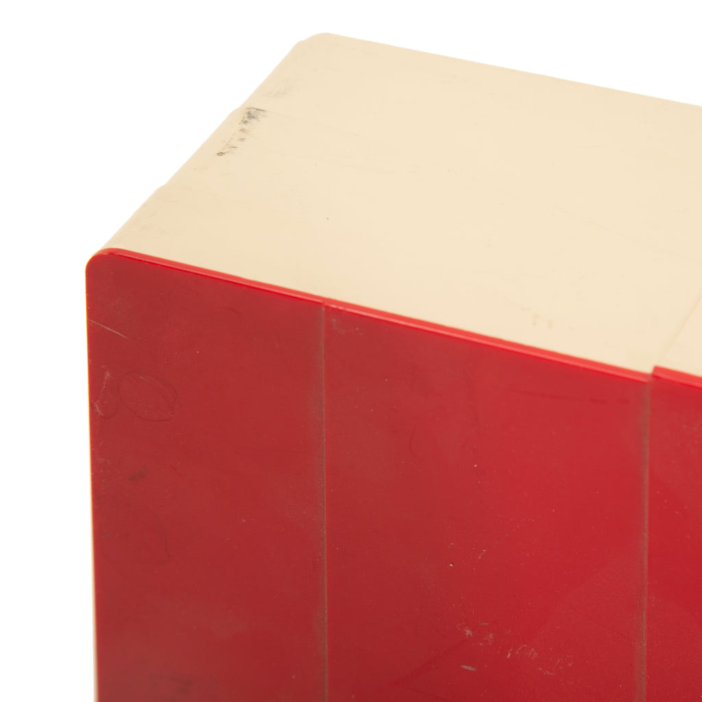 Vintage Red and Cream Plastic Sliding Top Storage Box