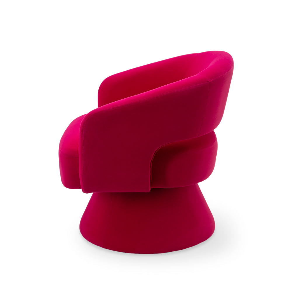 Fuchsia Swivel Barrel Accent Chair