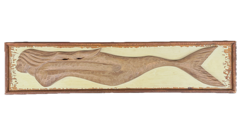 Distressed Carved Wood Mermaid Wall Art