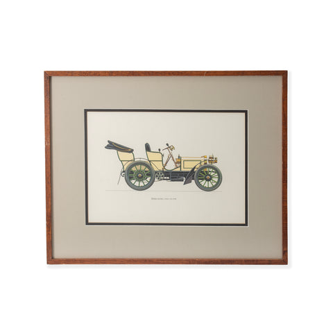 Distressed Brown Wood Framed Vintage Mercedes 1900 Car Print