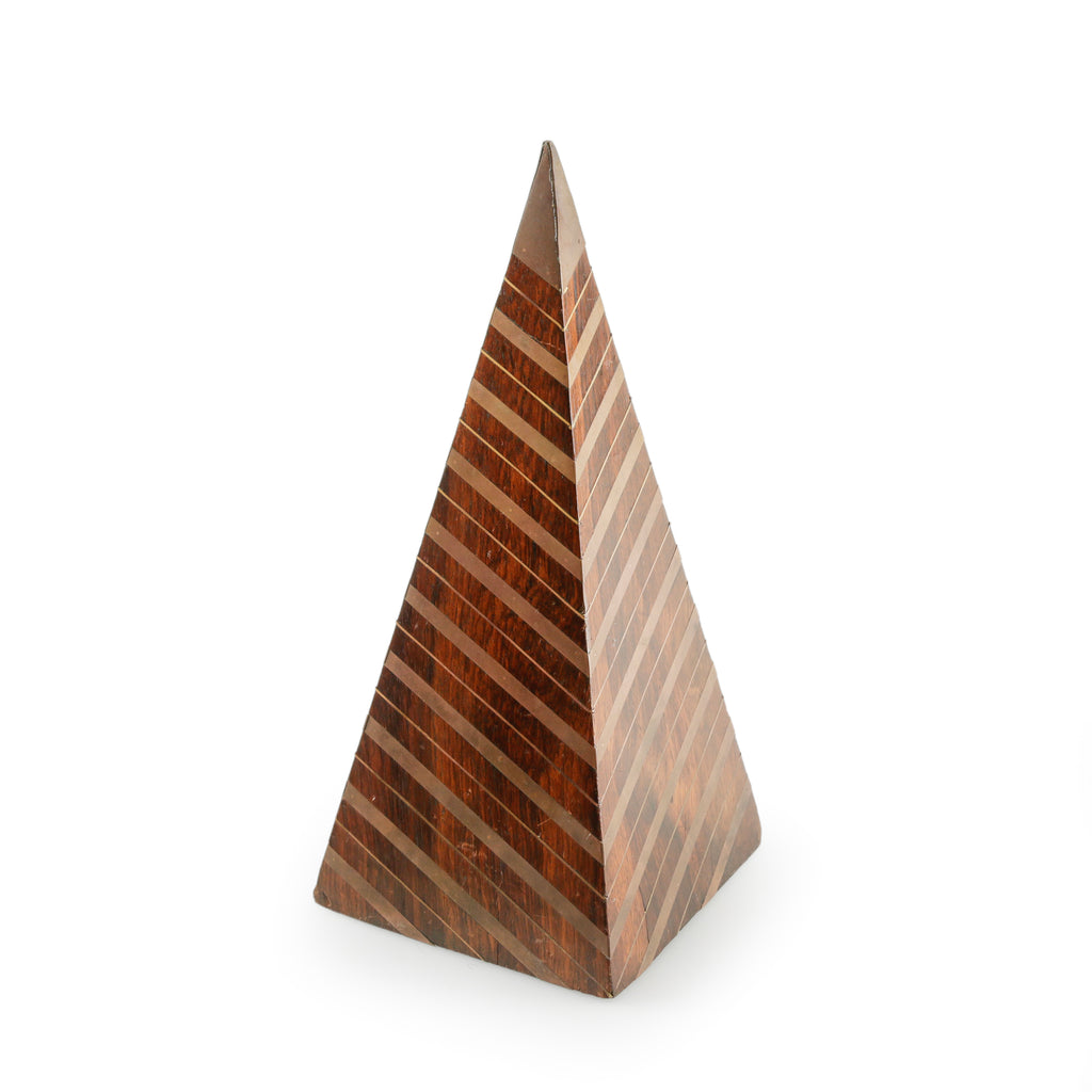 Dark Brown Wood & Brass Pyramid