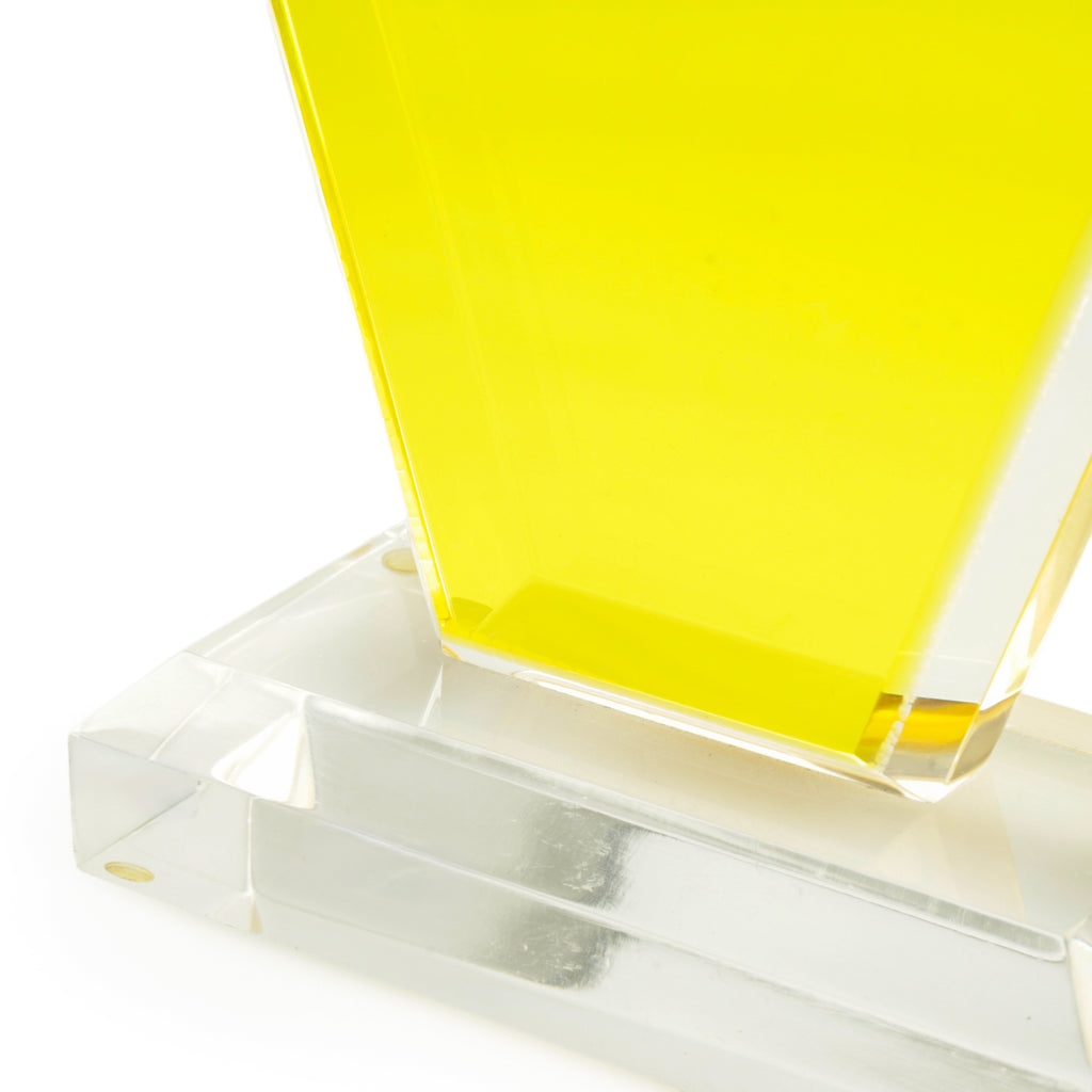 Bright Yellow Clear Acrylic Sculpture