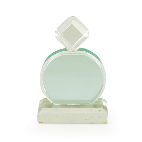 Clear and Aqua Green Acrylic Faceted Sculpture