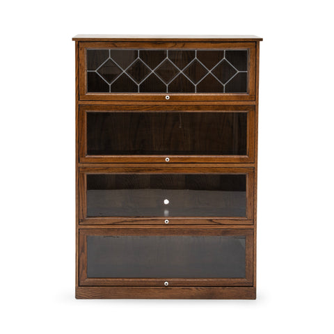 Four-Tier Brown Oak Barrister Bookcase