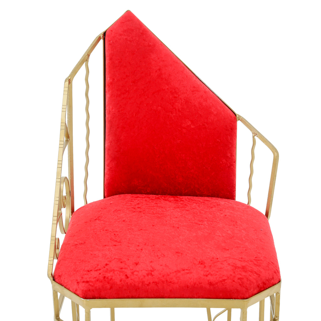 Gold and Red Asymmetrical Dining Chair