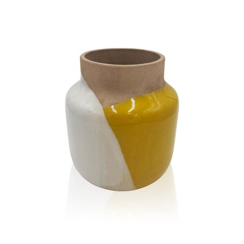 Cream & Yellow Ceramic Vase