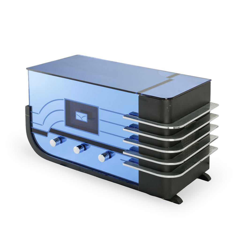 Blue and Chrome Tabletop Radio