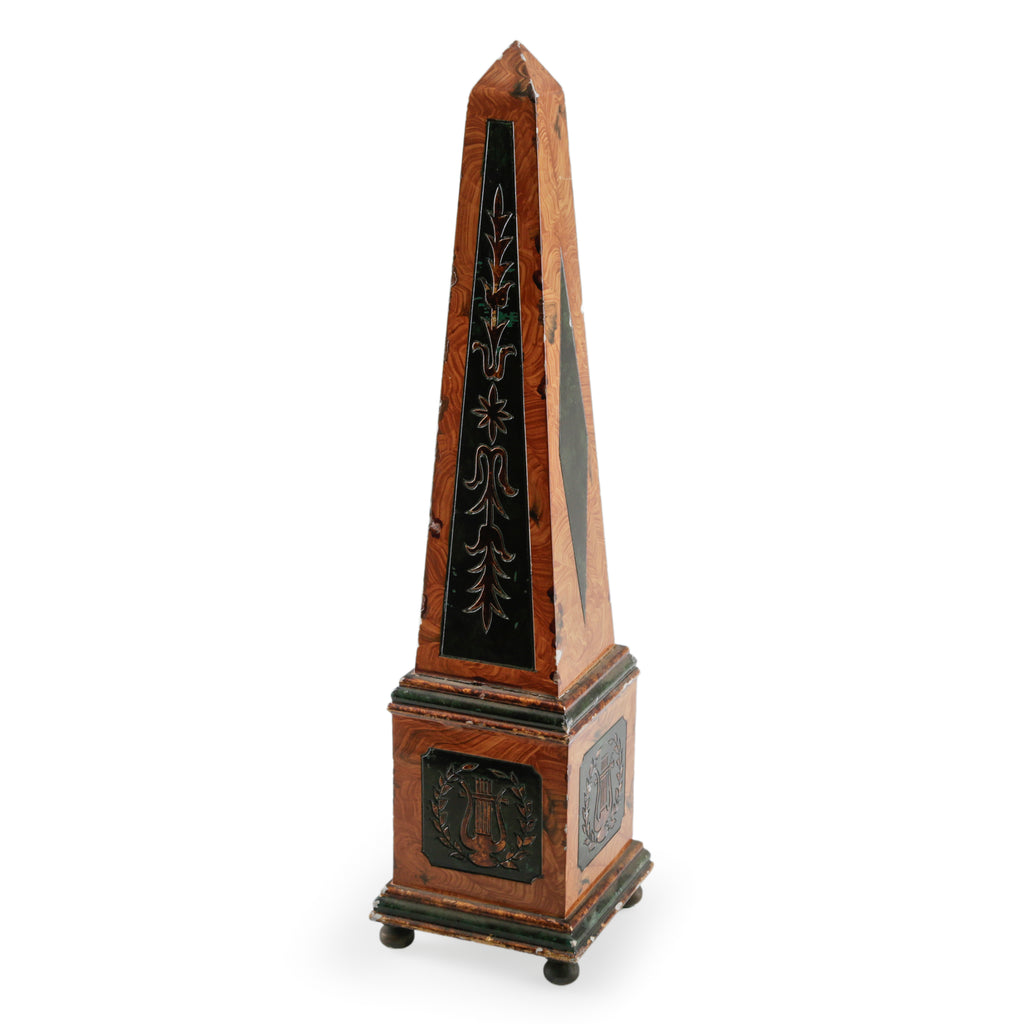 Dark Brown Wood & Forest Green Obelisk