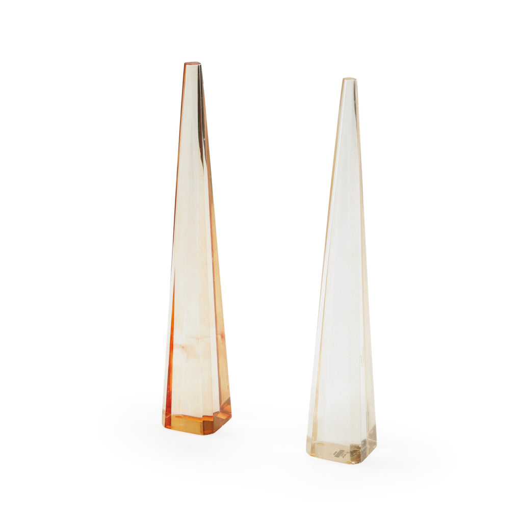 Faceted Amber and Clear Obelisks