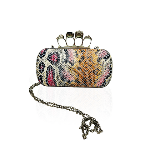 Multicolor Faux Snakeskin Pattern Clutch