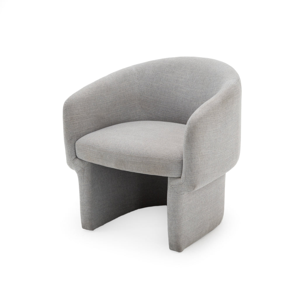 Grey Upholstered Rounded Barrel Armchair