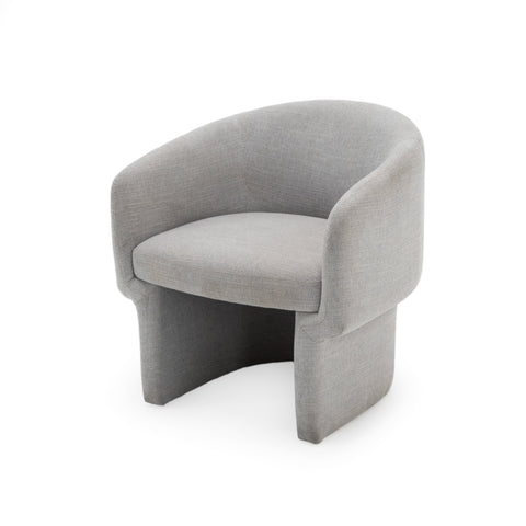 Grey Upholstered Rounded Barrel Armchair