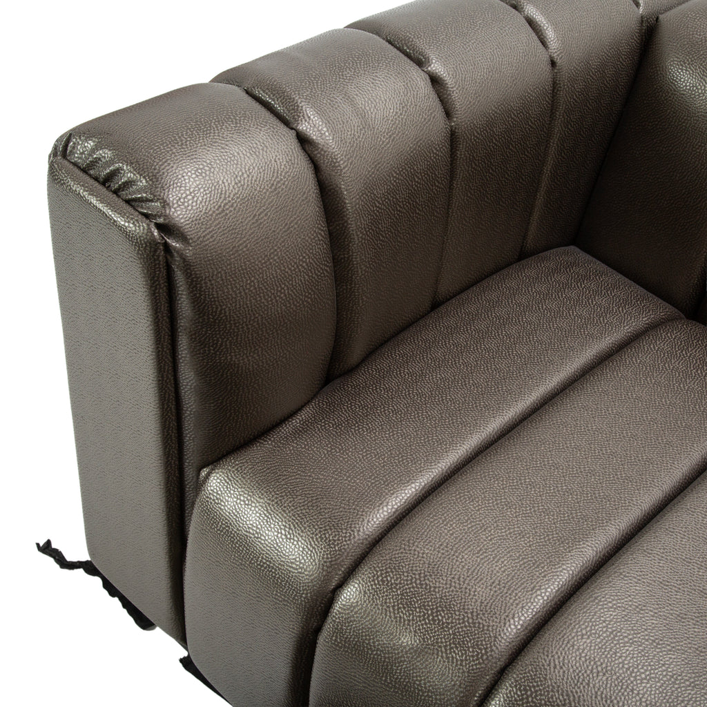 Dark Gray Channel Tufted Upholstered Sofa