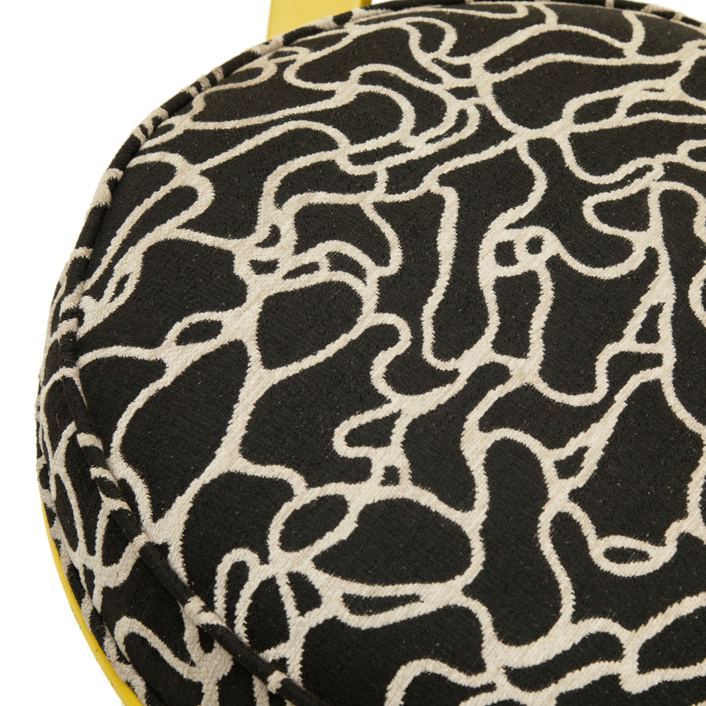 Yellow Metal Dining Chair with Patterned Upholstered Seat