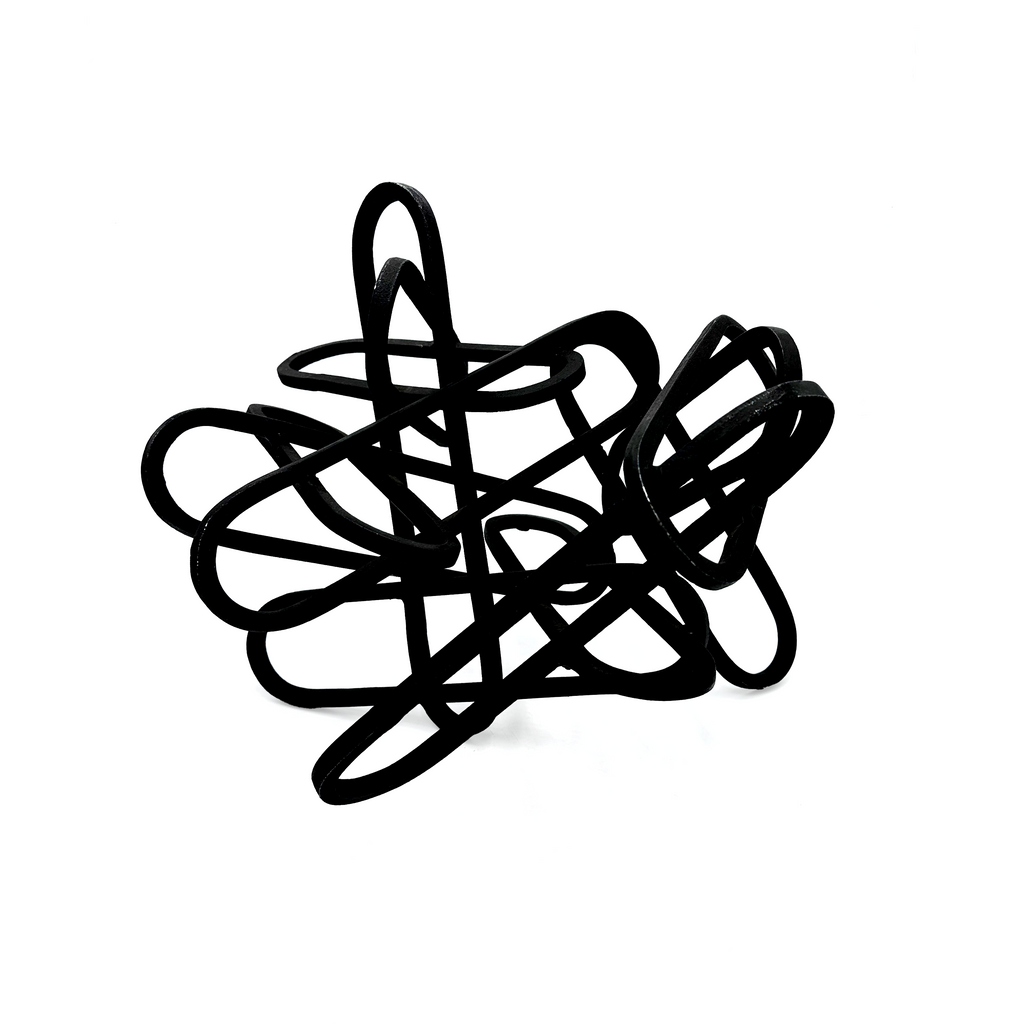 Black Abstract Intertwined Metal Sculpture
