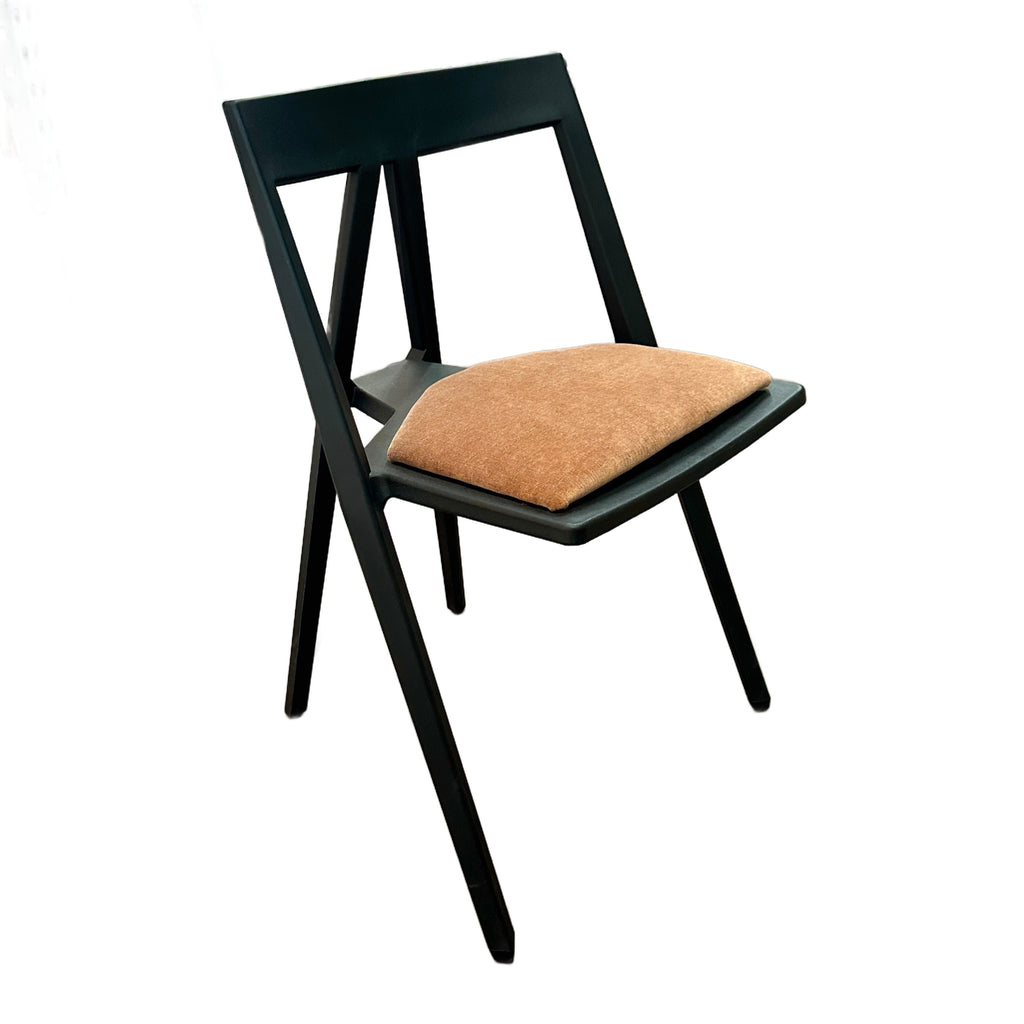 Black Chair with Camel Fabric Cushion