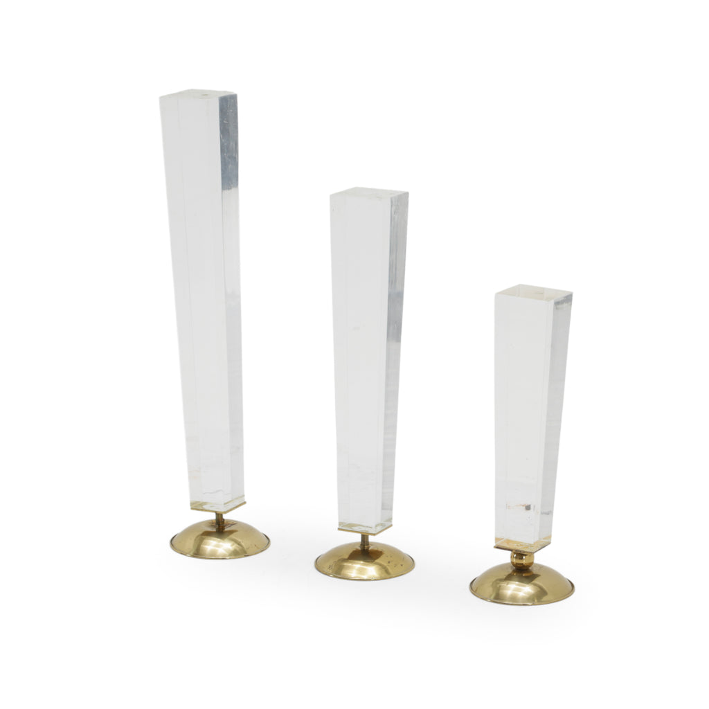 Set of 3 Clear Tapered Decorative Obelisks