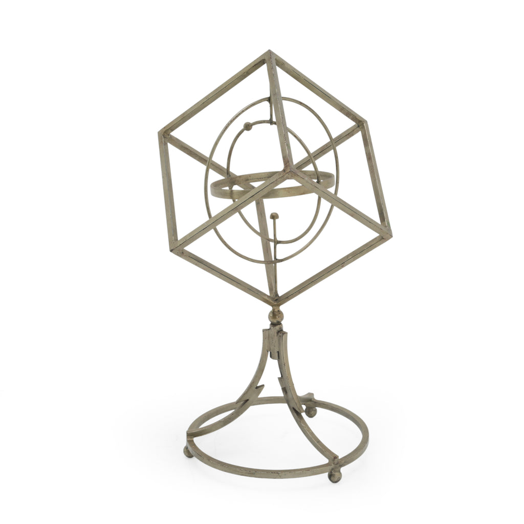 Metal Cubic Armillary Sphere Sculpture
