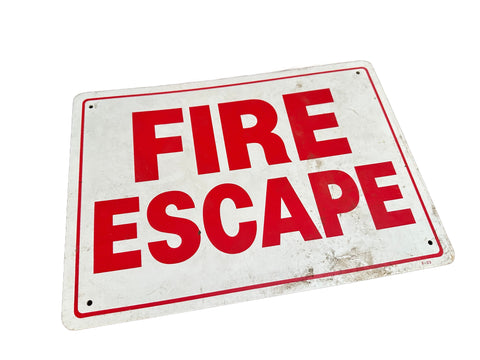 White and Red Metal 'FIRE ESCAPE' Sign