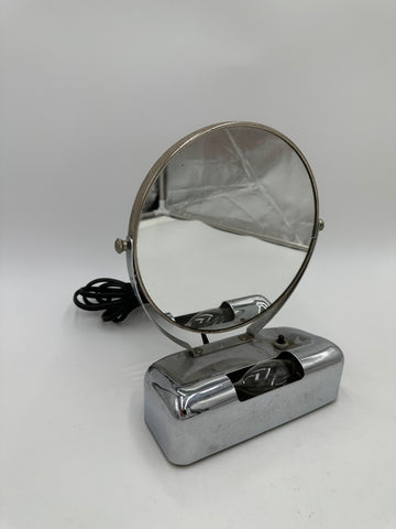 Small Vintage Chrome Illuminated Swivel Vanity Mirror