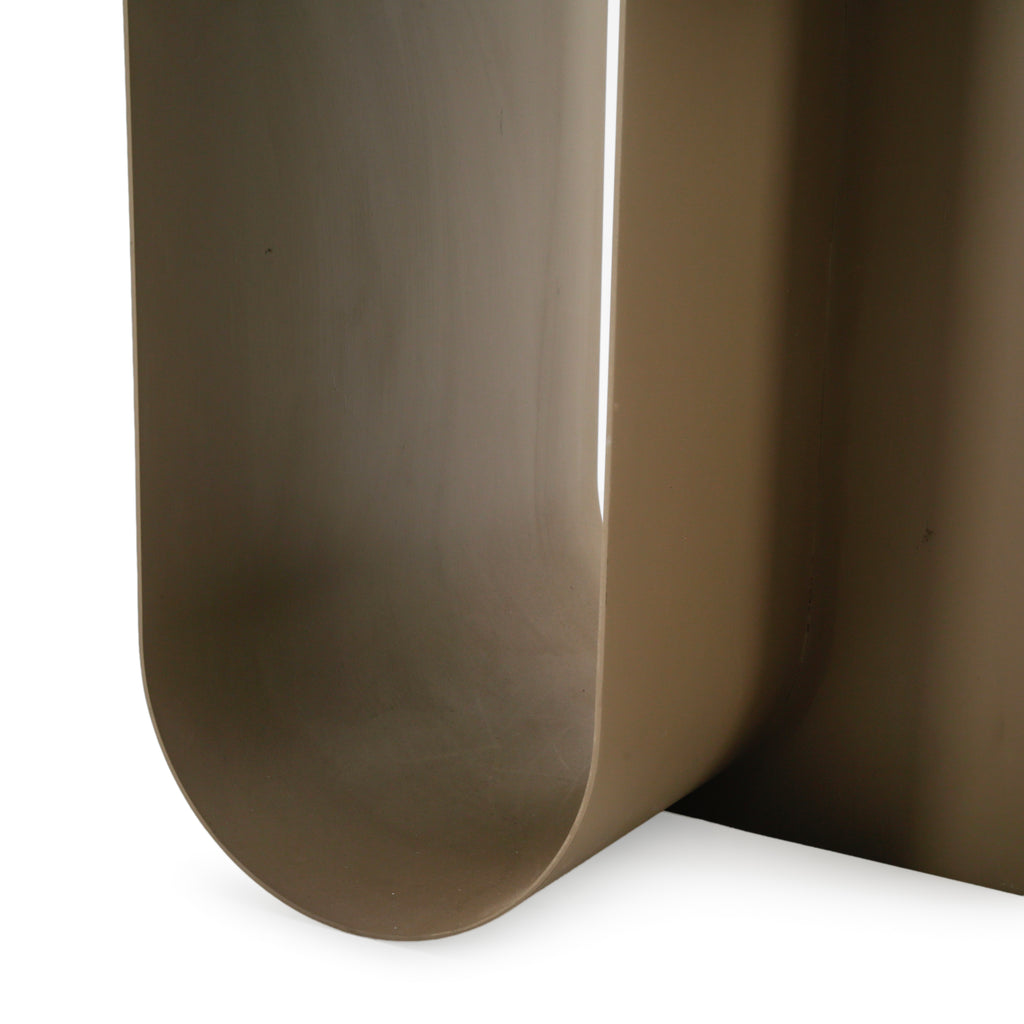 Greige Bent Metal D-Shaped Modern Accent Table